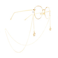 Gold-colored metal non-slip chain, with pendant flower, for glasses and masks GA017