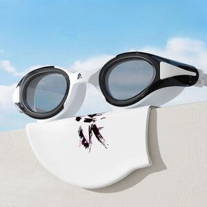 Очки для плавания водонепроницаемые с защитой от запотевания, с шапочкой, 6612-YU