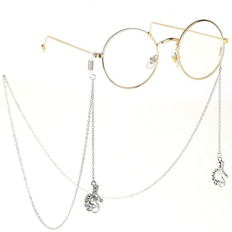Металлическая нескользящая цепочка серебряного цвета, c морским коньком, для очков и масок GL209