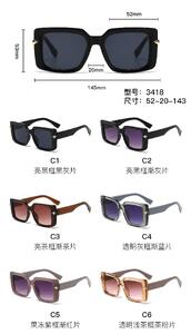 PC plastic sunglasses with metal hinge and UV400 lenses 3418W