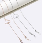 Metal non-slip chain, 2 piece set gold and silver colored with heart and pearl, for glasses and masks GM148
