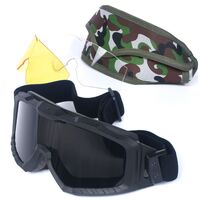 Safety shockproof tactical goggles +3 caps 军迷套装-圆红-2