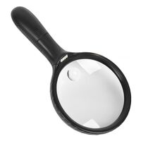 Magnifier with universal backlight, magnifying glass with handle 4986E-XX, diameter 125 mm, magnification: 5X, 15X