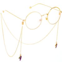 Gold-colored metal non-slip chain, with pendant grape, for glasses and masks GL354