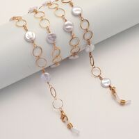 Металлическая нескользящая цепочка золотого цвета, с круглыми жемчужинами, для очков и масок GL1866