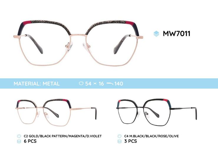 Metal frames for glasses, with spring hinges MW7011