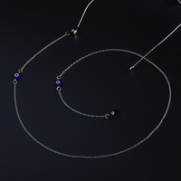 Gold-colored metal non-slip chain, with blue eye beads, for glasses and masks GL873