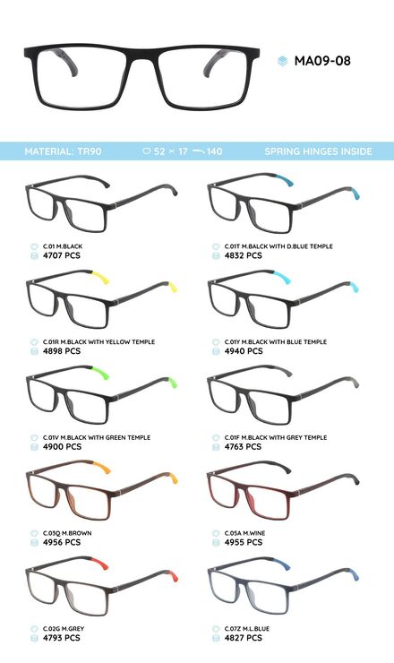 TR-90 plastic frames for glasses, with spring hinges MA09-08