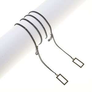 Black-colored metal non-slip chain, with pendant rectangular, for glasses and masks GL856