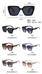 PC plastic sunglasses with metal hinge and UV400 lenses 3421W