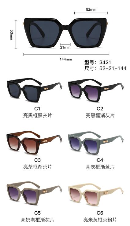 PC plastic sunglasses with metal hinge and UV400 lenses 3421W