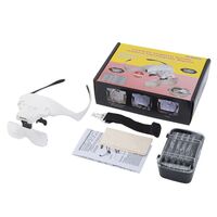 Лупа бинокулярная с подсветкой, увеличительное стекло с креплением на голову 9892B2B-XX, увеличение: 1X, 1,5X, 2X, 2,5X, 3,5X