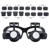Magnifier-glasses with backlight for small parts working with replaceable attachments 9892G8KX, magnification: 2.5X, 4X, 6X, 8X, 10X, 15X, 20X, 25X
