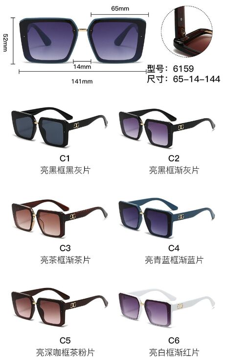PC plastic sunglasses with metal hinge 6159W