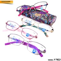 Women's metal eyeglasses with flex hinges Vizzini V7023 CASE W BLOCK BLUE LIGHT dioptries to -8.00