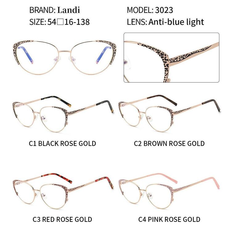 Protective metal glasses with anti-blue light lenses Landi LD3023