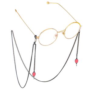 Black-colored metal non-slip chain, with pendant pink balloon, for glasses and masks GL648
