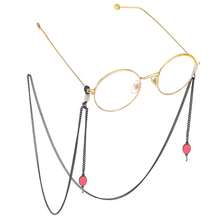 Металлическая нескользящая цепочка черного цвета, с подвеской розовый воздушный шар, для очков и масок GL648