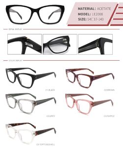 Plastic acetate frame with spring hinges LE2008-DA