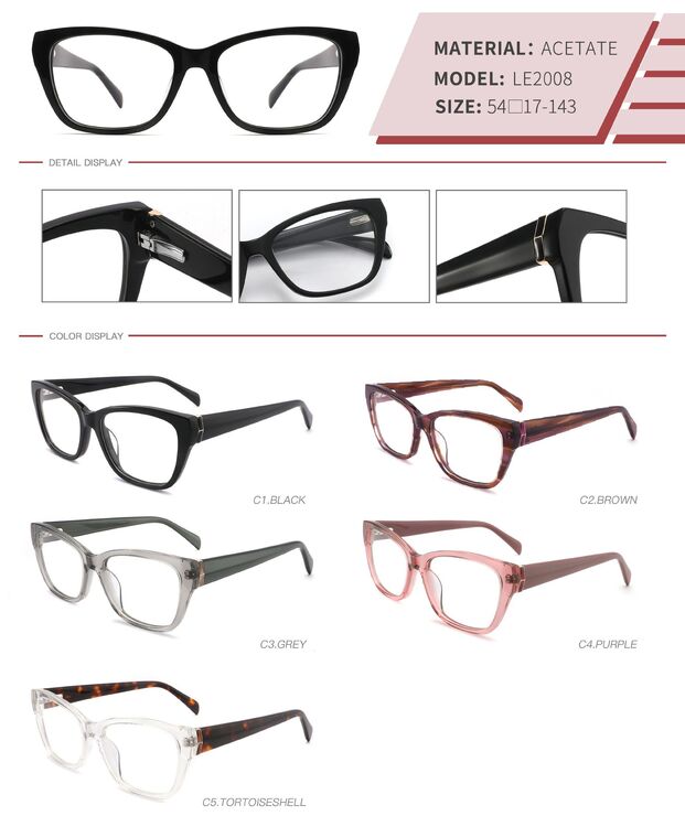 Plastic acetate frame with spring hinges LE2008-DA