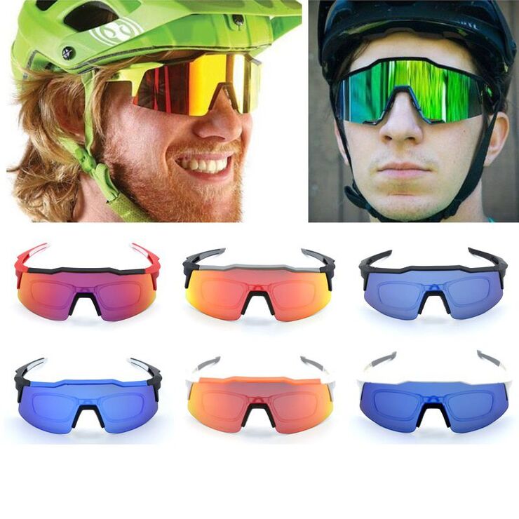 Safety shockproof sports goggles with 3 caps 骑行套装-109-带近视