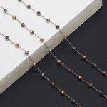 Металлическая нескользящая цепочка золотого цвета, с хрустальными шариками разных цветов, для очков и масок GL725