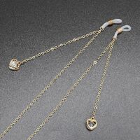 Metal non-slip chain, with pendant heart with zircon, for glasses and masks GL396