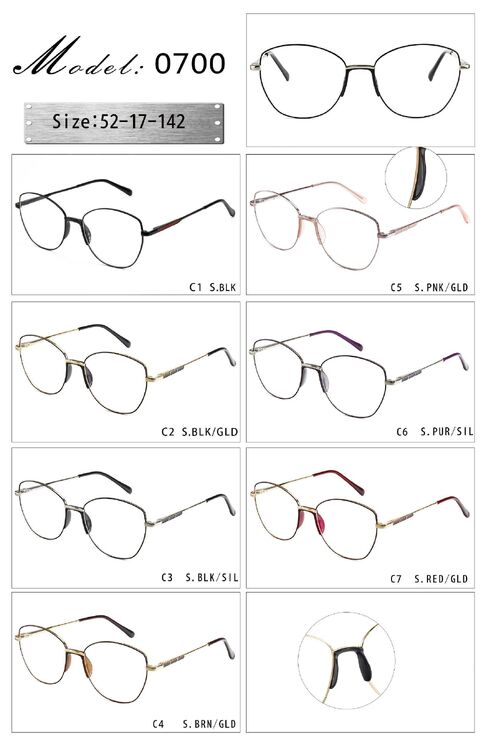 Metal frame with soft nose pad and spring hinges 0700-DA