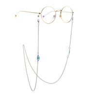 Steel-colored metal non-slip chain, with turquoise yeys, for glasses and masks GS042