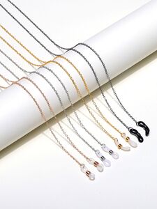 Set of four gold, silver and black glasses chain GM099