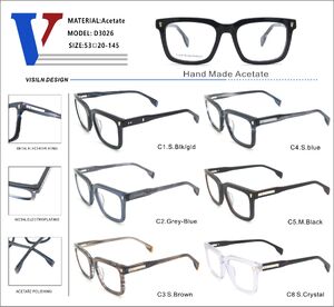 Plastic acetate frame with spring hinges D3026-DA