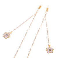 Gold-colored metal non-slip chain, with pendant flower, for glasses and masks GA017