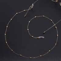 Gold-colored metal non-slip chain, with oval clip beads, for glasses and masks GL511