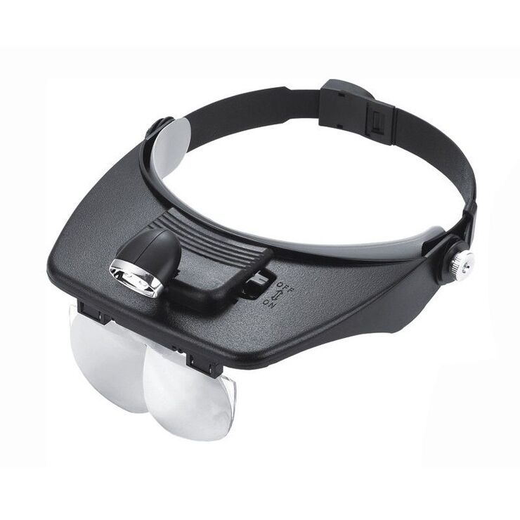 Binocular magnifier with backlight, magnifying glass with head mount 81001-A-XX, magnification: 1,2Х, 1,8Х, 2,5Х, 3,5Х