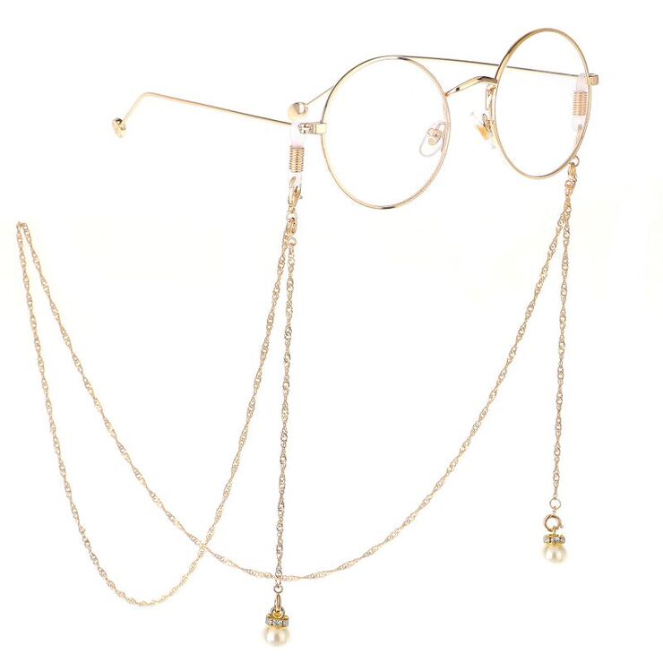 Metal non-slip chain, with pearls, for glasses and masks GL248