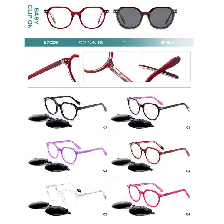 Plastic acetate frame for kids with spring hinges + polarized clip-on Big City BC2208S