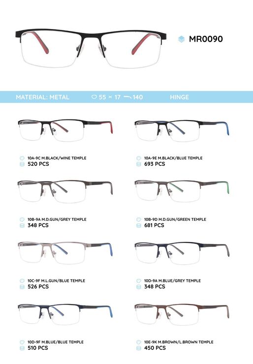 Металлическая оправа с дужками из материала TR-90 MR0090