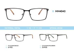 Metal men's frame for glasses with spring hinges MM4040
