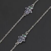 Металлическая нескользящая цепочка серебряного цвета, с подвеской в виде ладони и глаза, для очков и масок GL238