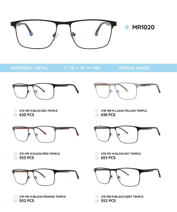 Металлическая оправа с дужками из материала TR-90 со встроенным флексом MR1020