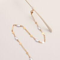 Металлическая нескользящая цепочка золотого цвета, с овальными жемчужинами, для очков и масок GL1865