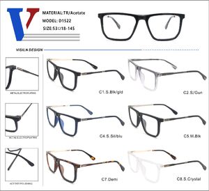 Plastic acetate TR90 + metall frame with spring hinges D1522-DA