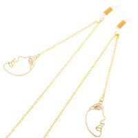 Gold-colored metal non-slip chain, with pendant mask face, for glasses and masks GL303