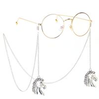 Silver-colored metal non-slip chain, with horse pendant, for glasses and masks GL208
