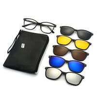 Оправа пластиковая TR90/PC + комплект из 5 поляризационных солнцезащитных насадок (клипон) на магните + кожаная сумка El Dorado EL2360A