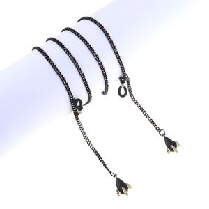 Black-colored metal non-slip chain, with pendant airplane, for glasses and masks GL838