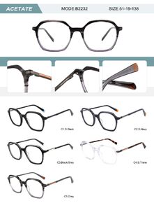 Plastic acetate frame for men with spring hinges B2232-DA