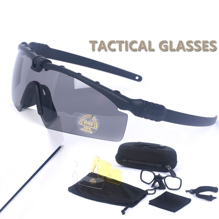 Очки защитные противоударные тактические +3 насадки 战术-3.0近视套装