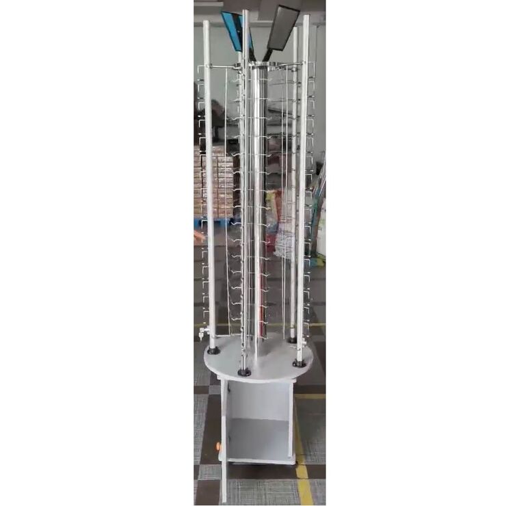 Glasses rotating floor stand with 80 slots, mirrors and bollard HD709-Round圆形 (improved model)