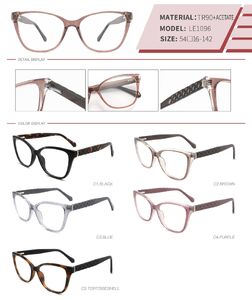 Plastic TR90 and acetate frame with spring hinges LE1096-DA